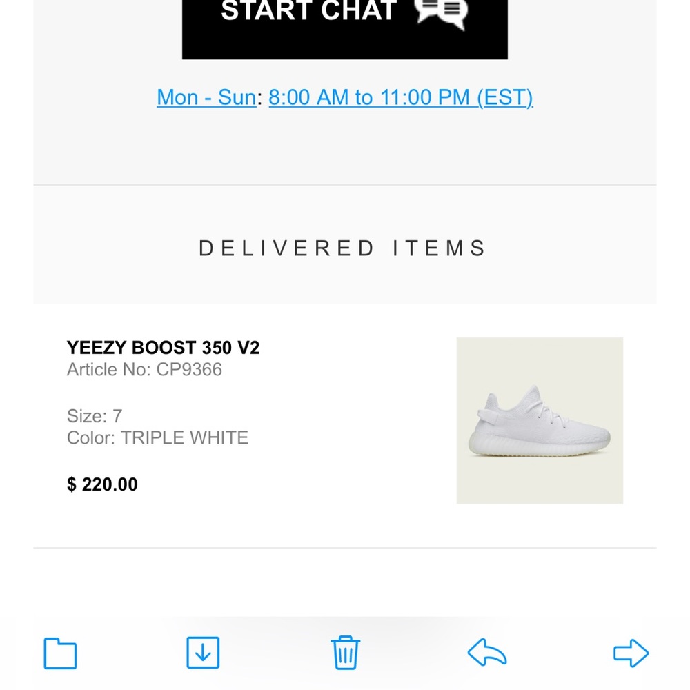 Adidas Yeezy Boost 350 V2 Triple White Size 7